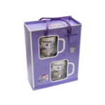 Set 2 Cești cu decor Lavandă și lingurițe