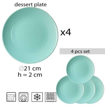 Set 4 farfurii desert Verde Menta Lucios - Eleganță la Masă