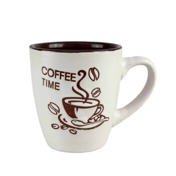 Cana Alba cu model Coffee Time, 200 ml Cana Alba cu model Coffee Time, 200 ml