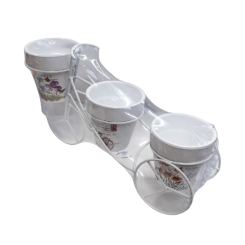 Carucior cu 3 ghivece decorate cu flori de primavara