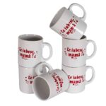 Set 6 cesti cu mesaj Mama, 250 ml, Alb