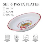 Set 6 farfurii adanci Alb cu decor Spaghetti 21 cm