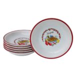 Set 6 farfurii adanci Alb cu decor Spaghetti 21 cm