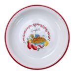 Set 6 farfurii adanci Alb cu decor Spaghetti 21 cm