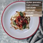 Set 6 farfurii adanci Alb cu decor Spaghetti 21 cm