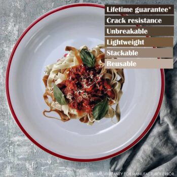 Set 6 farfurii adanci Alb cu decor Spaghetti 21 cm