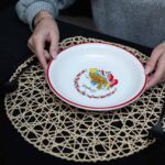 Set 6 farfurii adanci Alb cu decor Spaghetti 21 cm