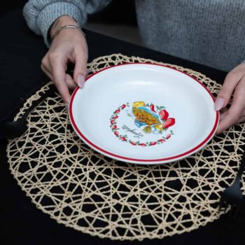 Set 6 farfurii adanci Alb cu decor Spaghetti 21 cm