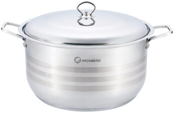 Oferta: Cratita inalta, profesionala, cu manere groase nituite, cu capac din inox, 38 cm , 23 l , Grunberg GR8138 Oferta: Cratita inalta, profesionala, cu manere groase nituite, cu capac din inox, 38 cm , 23 l , Grunberg GR8138