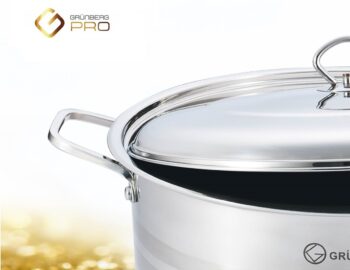 Oferta: Cratita inalta, profesionala, cu manere groase nituite, cu capac din inox, 36 cm , 20 l , Grunberg GR8136