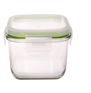 Vas din sticla borosilicata, cu capac din plastic ,inchidere ermetica cu silicon , Grunberg, VY800SQ, Capacitate 800 ML