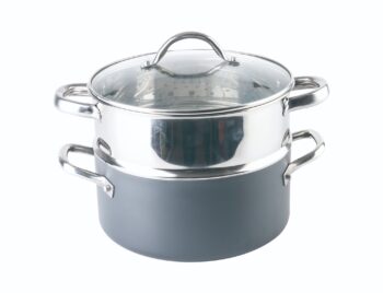Oferta : Set 6 piese, 3 vase din aluminiu cu invelis antiaderent , cu ceramica si titan , Grunberg GR6936