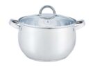 Cratita inox cu capac sticla GRUNBERG , 24 cm - 6.5 litri , argintiu