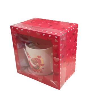Set cană, 300ml,  și lingurță cu trandafir și mesaj LOVE