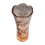 Vază de sticlă portocalie cu flori sculptate