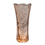 Vază de sticlă portocalie cu flori sculptate