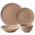 Set farfurii 4 piese, pentru o persoana, Latte, Cesiro, Crem Mat