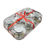 Set 6 cești cu farfurioare decorate cu flori galbene si roz