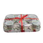 Set 6 cești cu farfurioare decorate cu flori galbene si roz