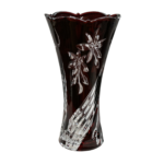 Vaza de sticla grena cu flori sculptate