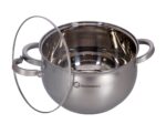 Cratita inox cu capac sticla GRUNBERG , 24 cm - 6.5 litri , argintiu