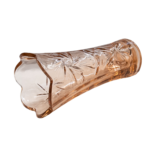 Vază de sticlă portocalie cu flori sculptate