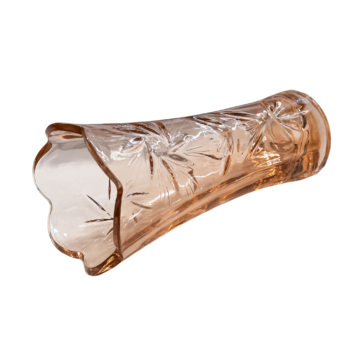 Vază de sticlă portocalie cu flori sculptate