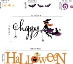 Autocolante de perete, Happy Halloween, 5 tipuri de autocolante (mesajul ''happy'', mesajul ''Halloween'', stelute, lilieci si efecte)