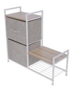 Raft pentru pantofi cu 2 sertare , 83 x 29 x 77 cm, Grunberg TB73 (crem)