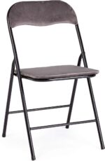 Scaun pliabil, cu cadru metalic, tapitat cu piele sintetica, 44x45x79 cm, Grunberg Z28 (maro)