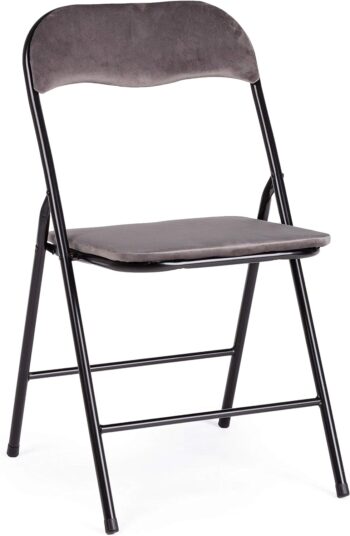 Scaun pliabil, cu cadru metalic, tapitat cu piele sintetica, 44x45x79 cm, Grunberg Z28 (maro)