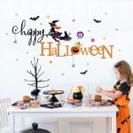 Autocolante de perete, Happy Halloween, 5 tipuri de autocolante (mesajul ''happy'', mesajul ''Halloween'', stelute, lilieci si efecte)