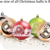 Set 12 globuri de Crăciun, 8 cm, din plastic (roșu, auriu, verde, argintiu)