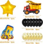 Set baloane pentru aniversare copii tematica constructii, banner din baloane cu camioane, 30 de piese