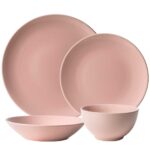 Set farfurii 4 piese, pentru o persoana, Pastel Pink, Cesiro, Roz Lucios