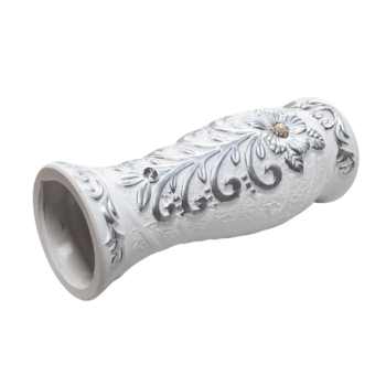 Vază albă mată, decorată cu flori și perle