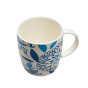 Cana decorata cu pasari si flori albastre