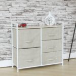 Comoda cu 5 sertare , 83 x 29 x 77 cm , Grunberg TB72 (crem)
