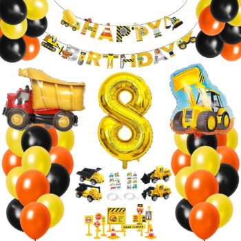 Decoratiuni pentru ziua de nastere tematica Constructii, decoratiuni pentru a 10-a aniversare.