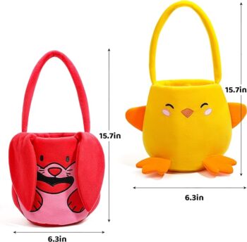 Coș de Paște, Iepuraș drăguț și Coș de pui cu mânere pentu Petrecere de vânătoare de ouă de Paște pentru copii,1 buc