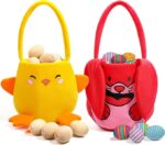 Coș de Paște, Iepuraș drăguț și Coș de pui cu mânere pentu Petrecere de vânătoare de ouă de Paște pentru copii,1 buc