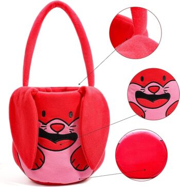 Coș de Paște, Iepuraș drăguț și Coș de pui cu mânere pentu Petrecere de vânătoare de ouă de Paște pentru copii,1 buc