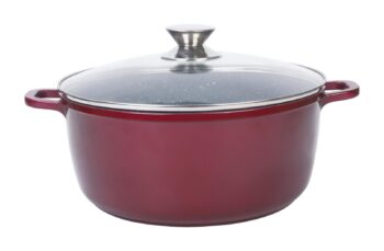 Cratita din aluminiu, cu ceramica, cu capac din sticla, pentru prepararea gemului, sosului din tomate, 20cm, Grunberg GR1020