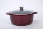 Cratita din aluminiu, cu ceramica, cu capac din sticla, pentru prepararea gemului, sosului din tomate, 20cm, Grunberg GR1020