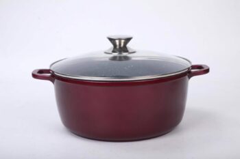 Cratita din aluminiu, cu ceramica, cu capac din sticla, pentru prepararea gemului, sosului din tomate, 20cm, Grunberg GR1020
