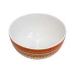 Bol alb din ceramică cu model linii roșii de 350 ml