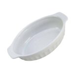 Vas termorezistent Alb cu striatii, 22 X 14.5 X 5 cm