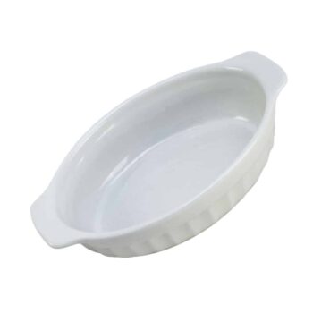 Vas termorezistent Alb cu striatii, 22 X 14.5 X 5 cm Vas termorezistent Alb cu striatii, 22 X 14.5 X 5 cm