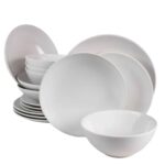 Set farfurii 16 piese, pentru 4 persoane, Snow, Cesiro, Alb Mat