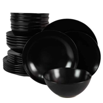 Set farfurii 24 piese, pentru 6 persoane, Night, Cesiro, Negru Mat Set farfurii 24 piese, pentru 6 persoane, Night, Cesiro, Negru Mat
